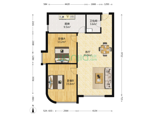 龙城御苑 2室1厅1卫 94平方
