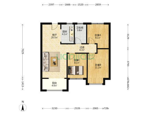 正商智慧城沁园 3室1厅1卫 89平方