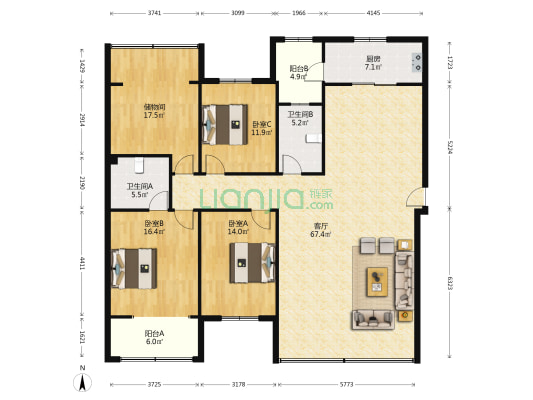 智业公寓（金沙路） 3室1厅2卫 181平方
