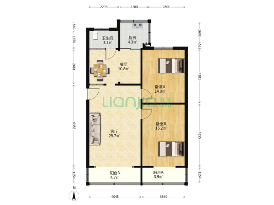 陇海东路56号院附1号院 2室2厅1卫 94平方