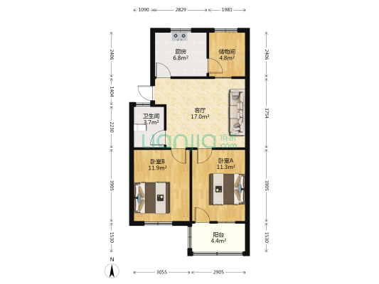 药厂家属院南院 2室1厅1卫 71平方