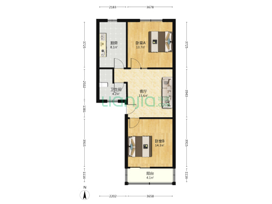 胜利东村 2室1厅1卫 74平方