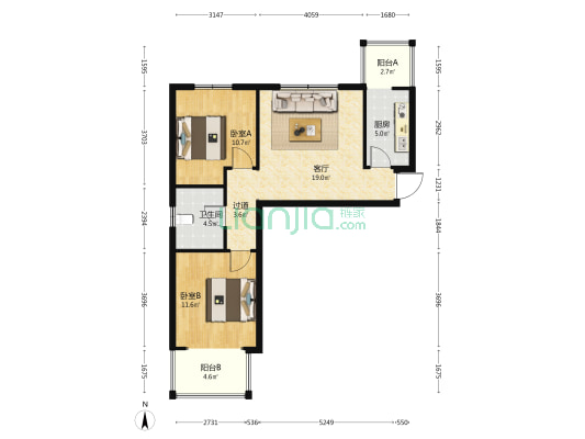 和谐家园小区 2室1厅1卫 88平方