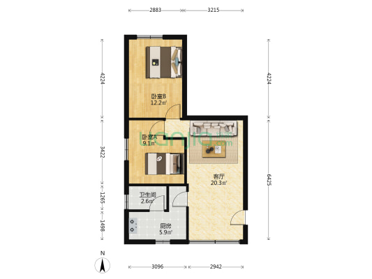 农商街 2室1厅1卫 69平方