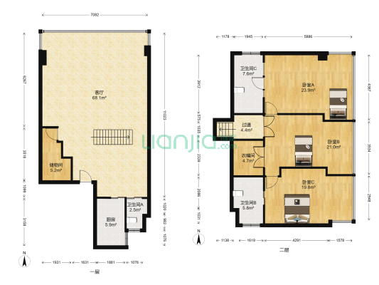 利源公寓 3室1厅3卫 222平方