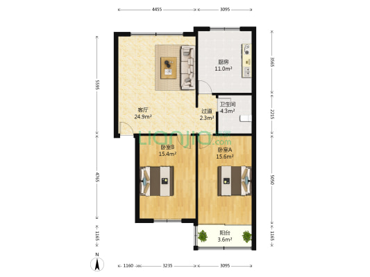 黄河中路226-230（双号） 2室1厅1卫 94平方