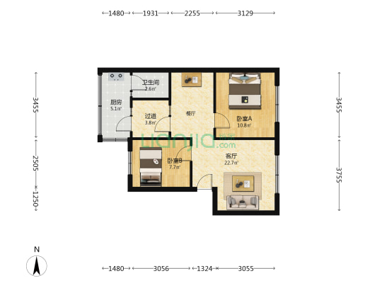 外南街一巷115号院 2室1厅1卫 64平方