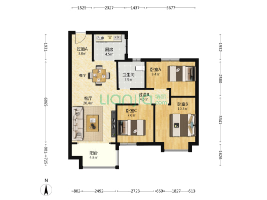 碧桂园博雅园 3室1厅1卫 95平方