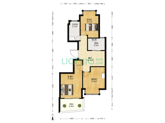 新中宇维萨 2室1厅1卫 89平方