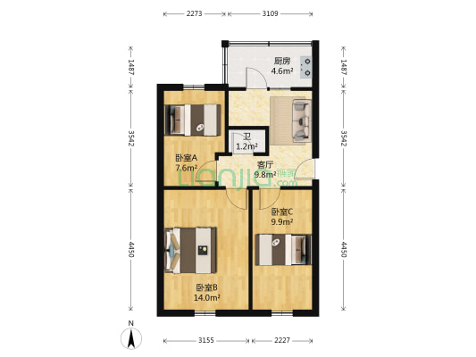 四川路小区 3室1厅1卫 55平方