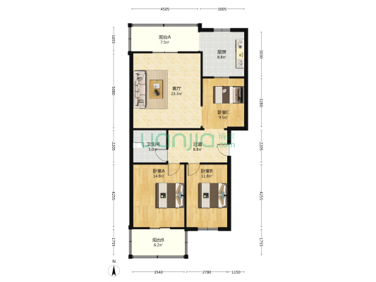 建材小区(大东关街) 3室1厅1卫 114平方