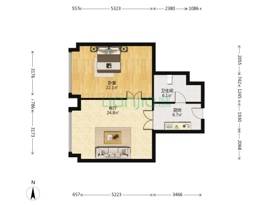 弄海园二期 1室1厅1卫 90平方