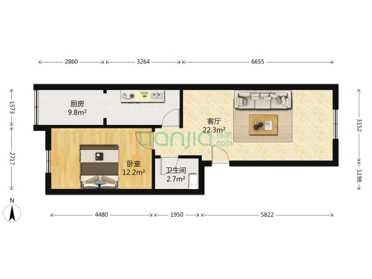 教委宿舍(南关区) 1室1厅1卫 63平方