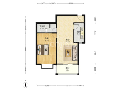冠云路精装修一居采光充足家具家电齐全拎包入住-涿州东方丽景户型图