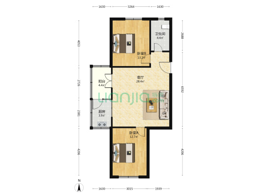 州山街 2室1厅1卫 86平方
