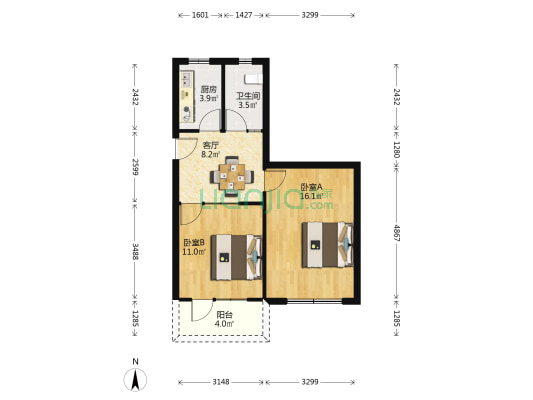 石皮路小区 2室1厅1卫 65平方