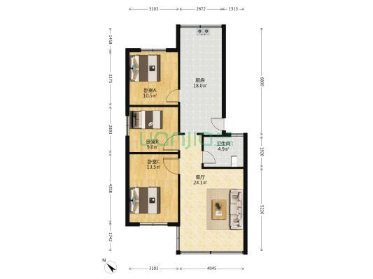 扶风小区 3室1厅1卫 99平方