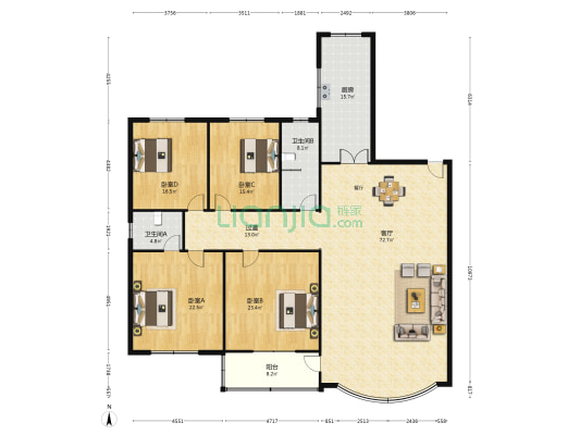 和园小区 4室1厅2卫 246平方