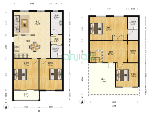 干将西路散盘 4室1厅2卫 103平方