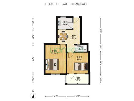 文三路103号 2室1厅1卫 52平方