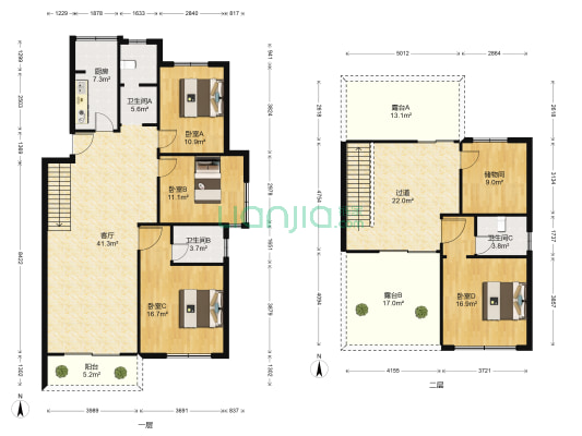阳光上南嘉园 4室1厅3卫 180平方