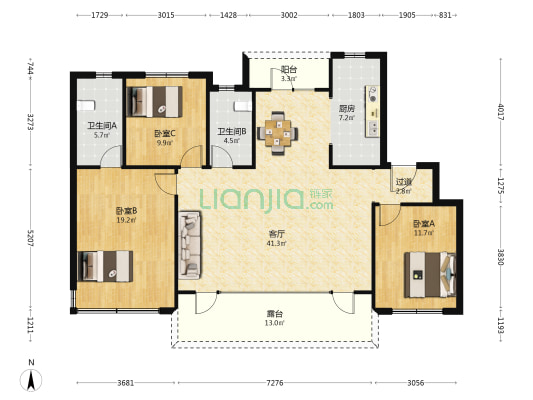 国信溪地美岸云溪府 3室1厅2卫 143平方