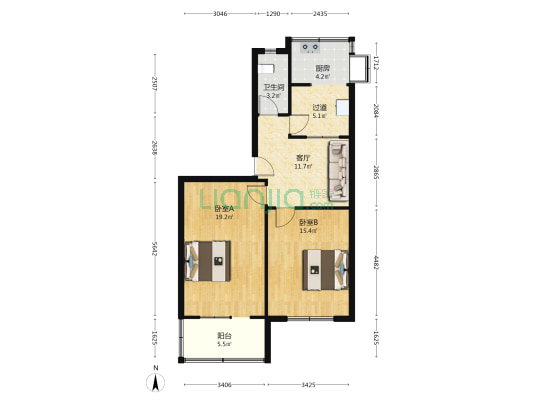 华安街3号 2室1厅1卫 72平方
