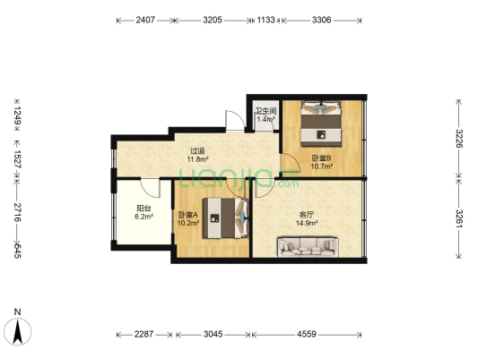 电建一公司子校小区 2室1厅1卫 70平方