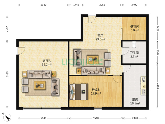 金京花苑 1室2厅1卫 161平方