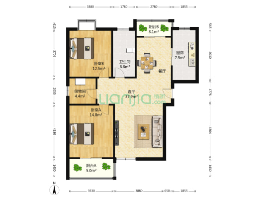 曙光福里 2室1厅1卫 123平方