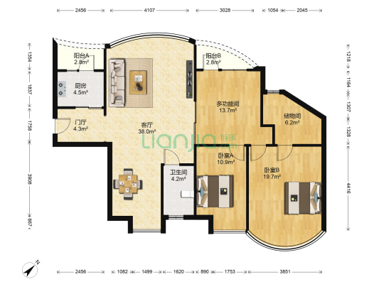 鸿业豪庭 3室1厅1卫 152平方