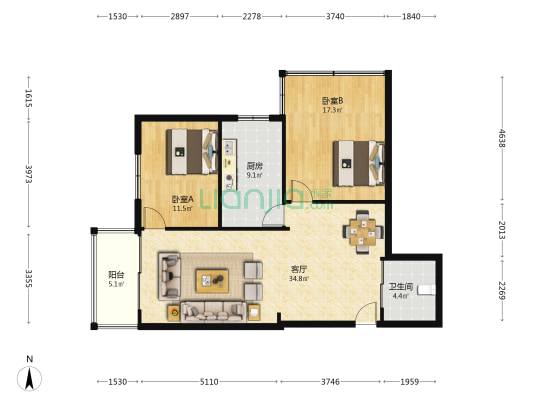 龙源小区 2室1厅1卫 111平方