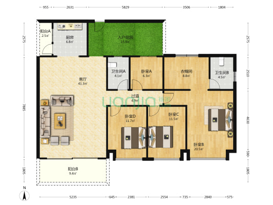 源惠盛世豪庭 4室1厅2卫 167平方