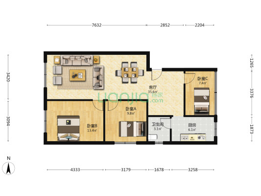 书院路一段130号 3室1厅1卫 140平方
