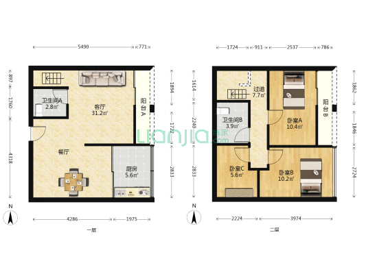 中泰天成南山一品 3室1厅2卫 63平方