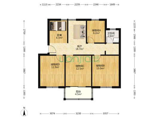青苑新村六区东 1室1厅1卫 94平方