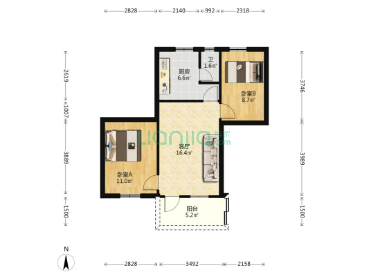 南海丝织二厂小区 2室1厅1卫 59平方