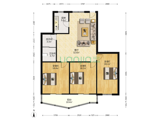 德亿大厦 3室1厅2卫 138平方
