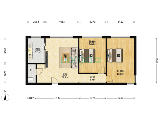 雅兰居 2室1厅1卫 96平方