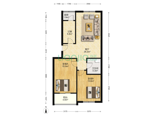良兆花园 2室1厅1卫 93平方