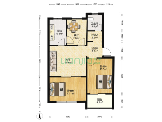 建工局小区 2室2厅1卫 95平方