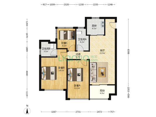 伟星珑胤台 3室1厅2卫 101平方