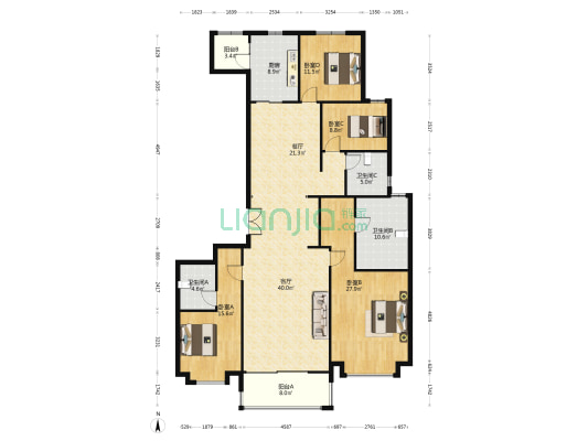 恒大天宸 4室2厅3卫 225平方
