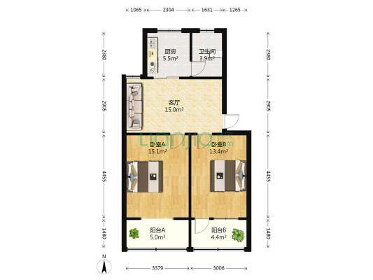 大富豪啤酒住宅 2室1厅1卫 78平方
