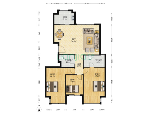 东区•铂宫 3室1厅2卫 127平方