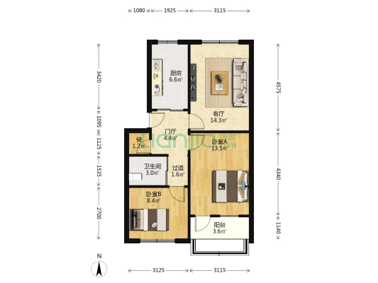 检查院家属楼 2室1厅1卫 68平方
