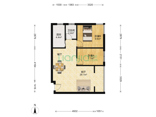 博众花园 2室1厅1卫 65平方