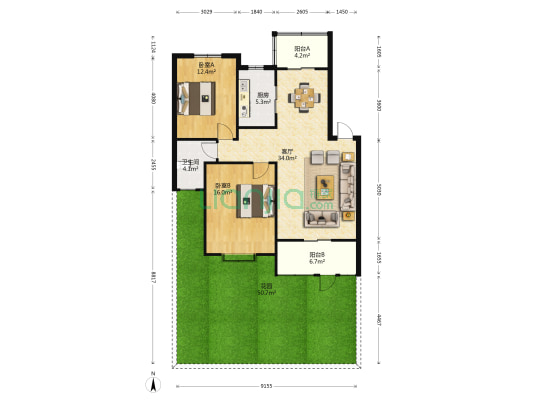 嘉瑞名苑 2室1厅1卫 102平方