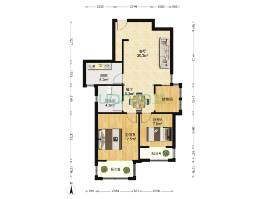 大华锦绣华城(十四街区) 2室2厅1卫 82平方