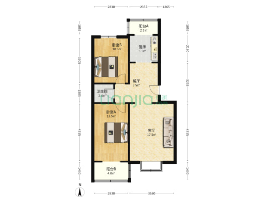 华福佳缘小区 中间楼层 交通便利-户型图